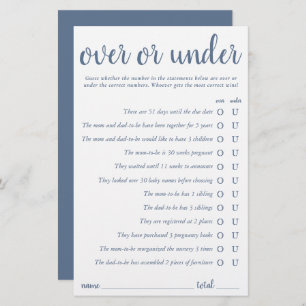 Simple Over or Under   Dusty Blue Game Card