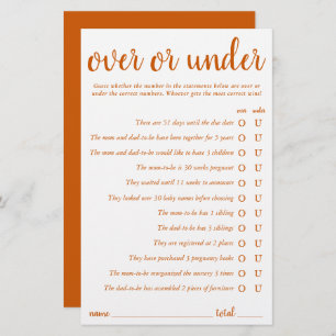 Simple Over or Under   Fall Orange Game Card