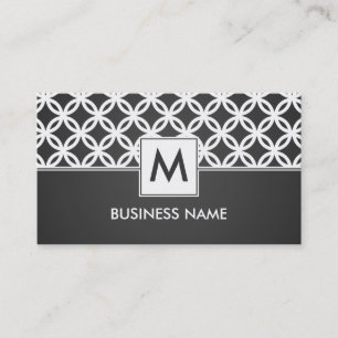 Simple Overlapping Circles Pattern Monogram Black Business Card