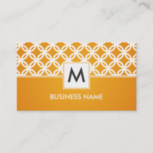 Simple Overlapping Circles Pattern Monogram Orange Business Card