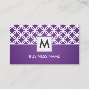 Simple Overlapping Circles Pattern Monogram Purple Business Card