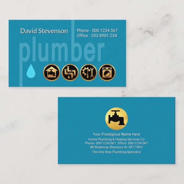 Simple Oversize PLUMBER Signage Plumbing Business Card (Front/Back)