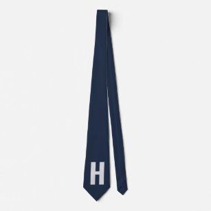 Simple Oversized Monogram Initial Blue and Grey Tie