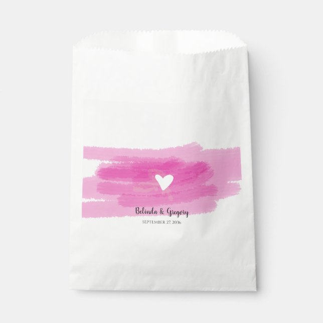 Simple Paint Strokes & Heart Wedding Favour Bags (Front)