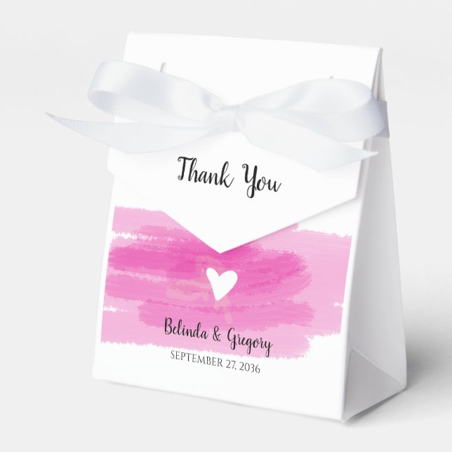 Simple Paint Strokes & Heart Wedding Favour Box (Front Side)
