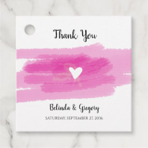 Simple Paint Strokes & Heart Wedding Gift Favour Tags
