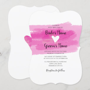 Simple Paint Strokes & Heart Wedding Invitations