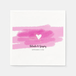 Simple Paint Strokes & Heart Wedding Napkin