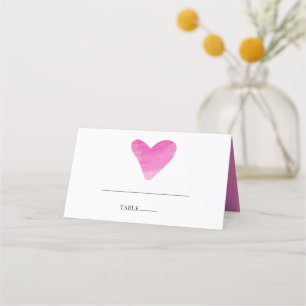 Simple Paint Strokes & Heart Wedding Place Card