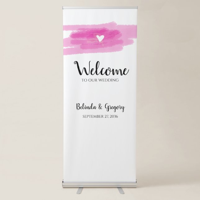 Simple Paint Strokes & Heart Wedding Welcome Sign (Front)