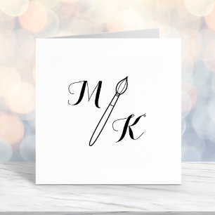 Simple Paintbrush Monogram Initials Self-inking Stamp