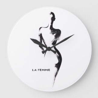 Simple painting gouache La Femme 01 poster Large Clock