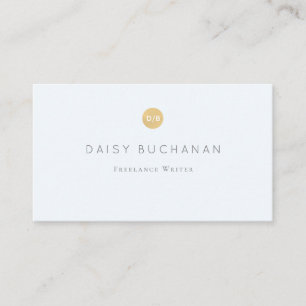 Simple Pale Blue Gold Monogram Business Card