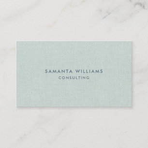 Simple Pale Blue-Green Natural Linen Texture Print Business Card