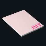 Simple Pale Pink and Bright Pink Name Monogram Notepad<br><div class="desc">The pale pink notepad has bright pink text. You can edit it to show your name in a small font and your monogram in a large font. The text is near the bottom right corner.</div>