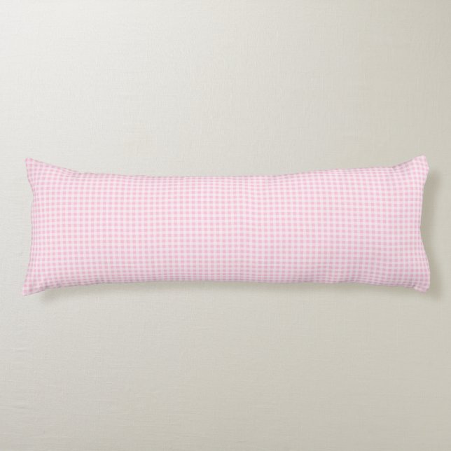 Simple Pale Pink Gingham Plaid  Body Cushion (Front)