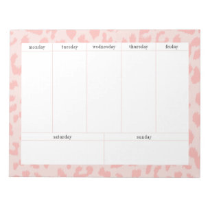 Simple Pale Pink Leopard Print Weekly Planner Notepad