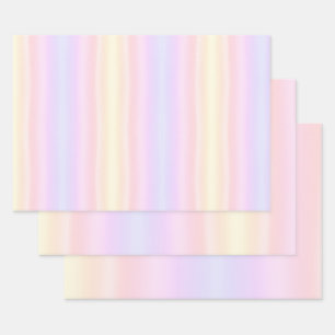 Simple Pale Pink Light Blue Pastel Yellow Gradient Wrapping Paper Sheet