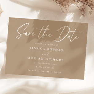 Simple Pale Taupe Minimal Modern Wedding Save The Date