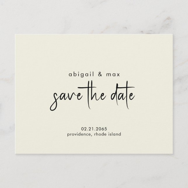 Simple Pale Yellow Wedding Save the Date Postcard (Front)