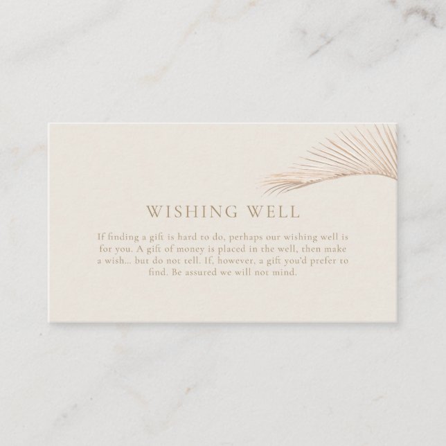 Simple Palm Leaf Wishing Well Enclosure Card (Front)