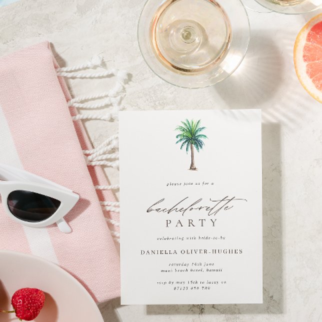 Simple Palm Tree Bachelorette Party Invitation (Creator Uploaded)