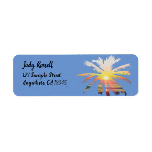 Simple Palm Tree Sunrise Return Address Labels