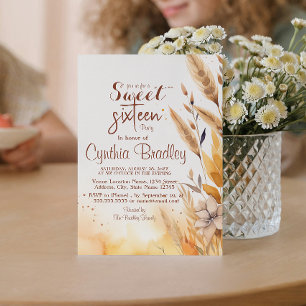 Simple Pampas Sweet Sixteen Birthday Party Invitation