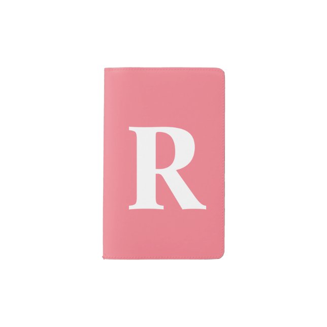 Simple Papaya Salmon Personalised Monogram   Pocket Moleskine Notebook (Front)