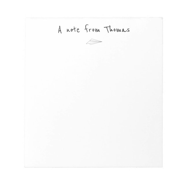 Simple Paper Aeroplane Notepad (Front)