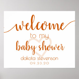 Simple Party Welcome   Fall Orange Heart Editable Poster