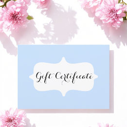 Simple Pastel Blue Business Gift Certificate Card