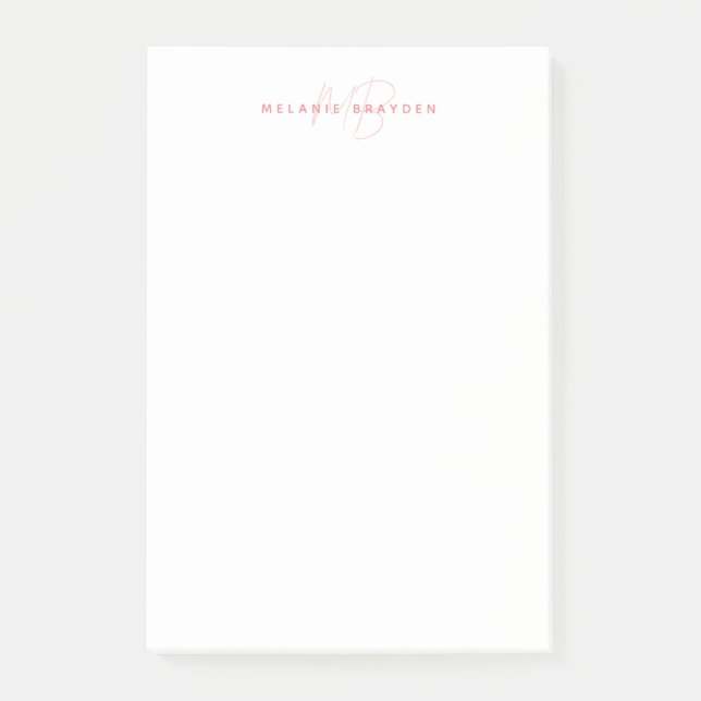 Simple Pastel Blue Minimalist Two Monogram Name Post-it Notes (Front)