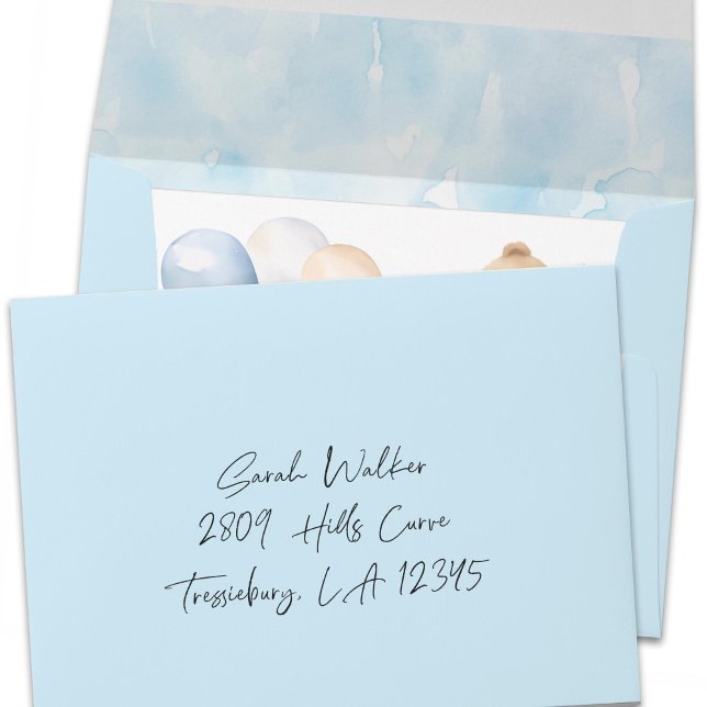 simple pastel blue with watercolor texture envelope (Blue Beige A7 envelope for all occasions.)