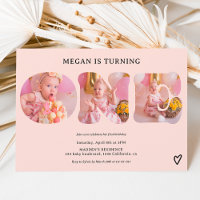 Simple pastel blush pink 3 photos 1st birthday