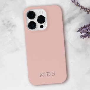Simple Pastel Blush Pink Solid Colour Monogram iPhone 16 Pro Case