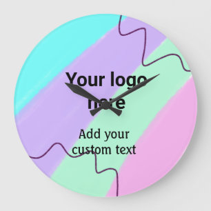 Simple pastel color add your logo custom text thr large clock