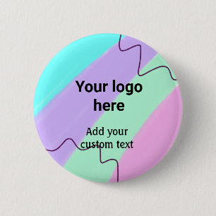 Simple pastel colour add your logo custom text  th 6 cm round badge
