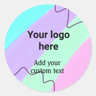 Simple pastel colour add your logo custom text th classic round sticker
