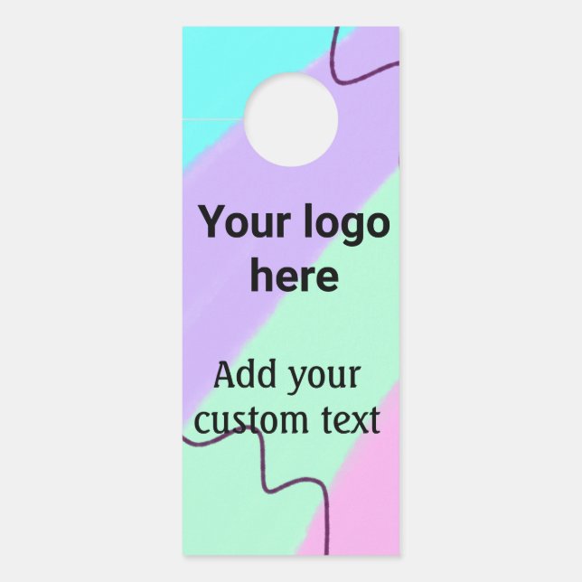 Simple pastel colour add your logo custom text  th door hanger (Front)