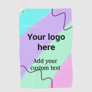 Simple pastel colour add your logo custom text th golf towel