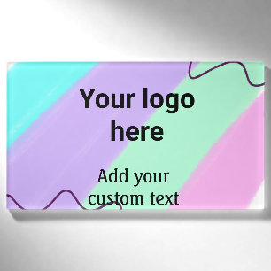 Simple pastel colour add your logo custom text th name tag