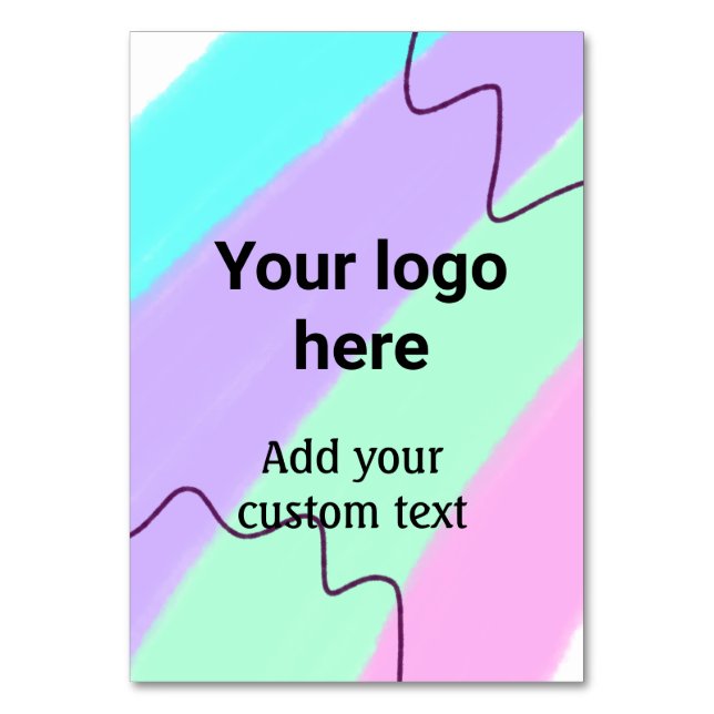 Simple pastel colour add your logo custom text  th table number (Front)