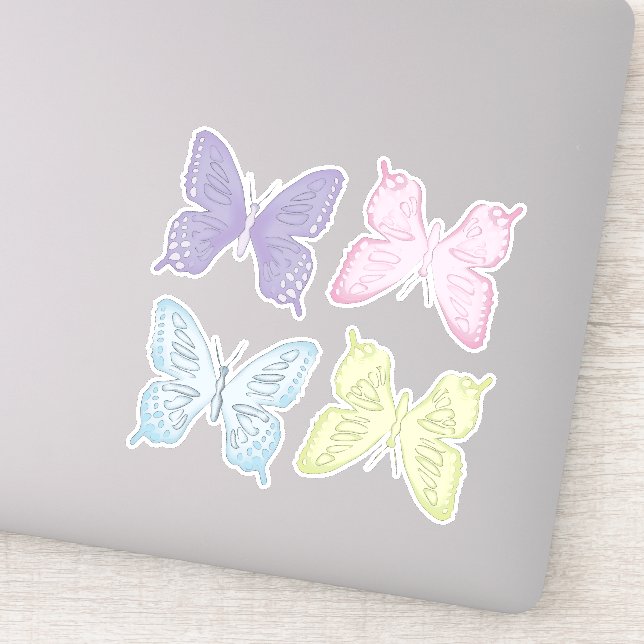 Simple Pastel Colours Minimalist Butterflies (Detail)