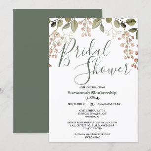 Simple Pastel Floral Top Border Bridal Shower  Invitation