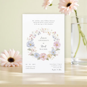 Simple pastel Floral Wedding website qr code Invitation