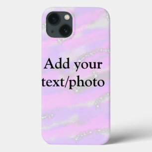 Simple pastel glitter colorful add your text photo iPhone 13 case