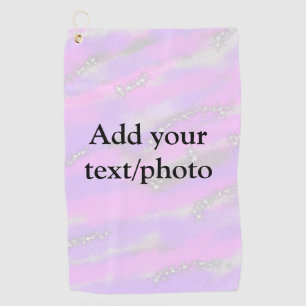 Simple pastel glitter colorful add your text photo golf towel