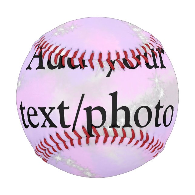 Simple pastel glitter colourful add your text phot baseball (Front)