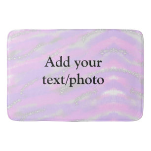 Simple pastel glitter colourful add your text phot bath mat